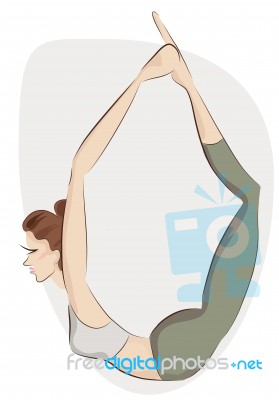 Girl Practicing Yoga Exercise.  Illustration Of A Woman Stock Image