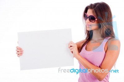 Girl Showing Blank Board Stock Photo