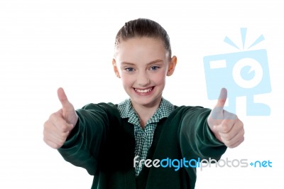 Girl Showing Thumbs Up Stock Photo