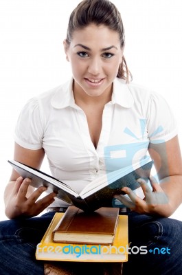 Girl Student holding notebook Stock Photo