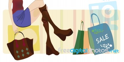Girl With Bags Stock Image