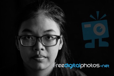 Girl With Black Background Stock Photo