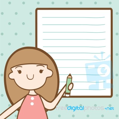 Girl With Blank Paper For Your Text Stock Image
