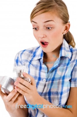 Girl With Present Stock Photo