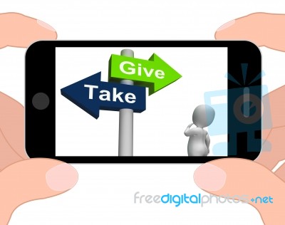 Give Take Signpost Displays Giving And Taking Stock Image