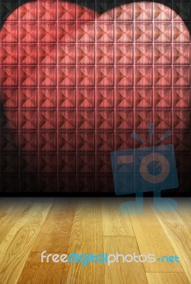 Glass Block Wall And Wooden Floor  Stock Photo