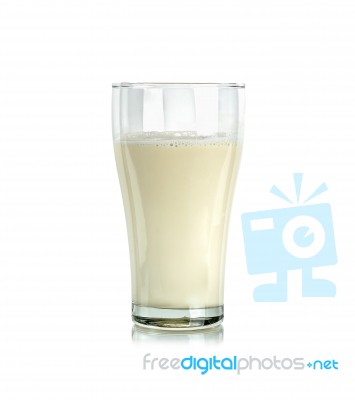 Glass Of Milk Isolated On The White Background Stock Photo