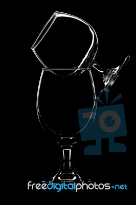 Glasses For Beer And  Whiskey On Black Background Stock Photo