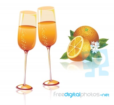 Glasses Of Orange Juice And Orange Stock Image
