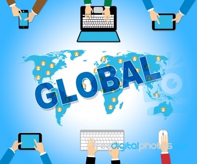Global Business Represents Web Site And Biz Stock Image