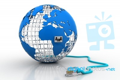 Global Communication. Earth And Cable Stock Image