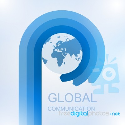 Global Communication With Arrow In Circle Around World Stock Image