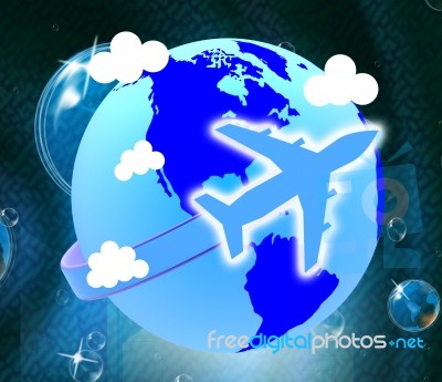 Global Flights Shows Travel Guide And Fly Stock Image