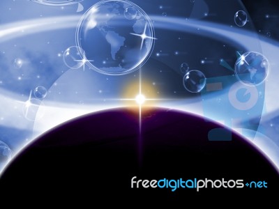 Global Planets Represents Solar System And Globalisation Stock Image