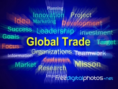 Global Trade Brainstorm Displays Planning For International Comm… Stock Image