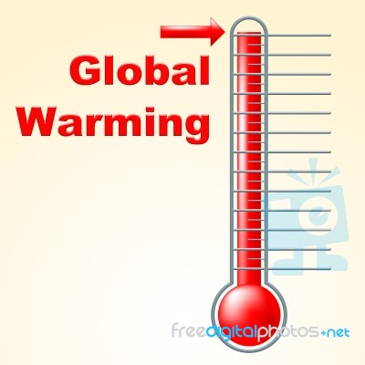 Global Warming Indicates Fahrenheit Thermometer And Celsius Stock Image