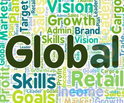 Global Word Indicates Earth Wordcloud And Wordclouds Stock Image