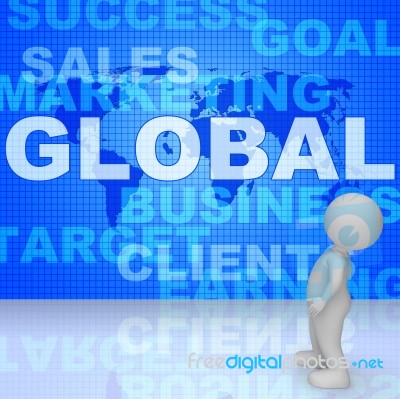 Global Words Shows World Biz And Globalisation 3d Rendering Stock Image