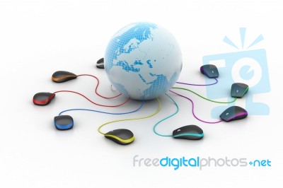 Globe Connect With Mouse Stock Image