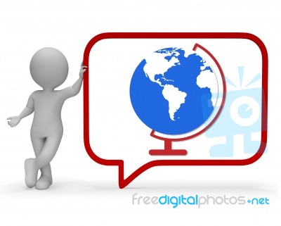 Globe Conversation Shows Worldwide Communication 3d Rendering Stock Image