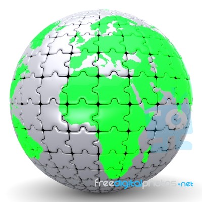 Globe Jigsaw Represents Globalisation World And Puzzle Stock Image