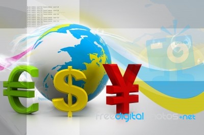 Globe With Currency Symbols Stock Image