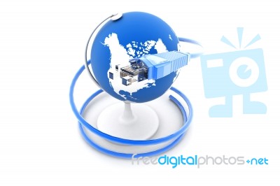 Globe With Network Cables Stock Image