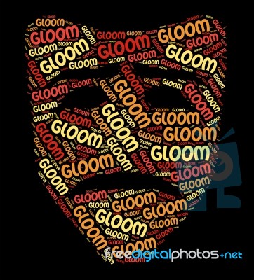 Gloom Word Shows Low Spirits And Dejected Stock Image
