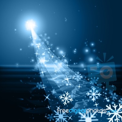 Glow Snowflake Shows Ice Crystal And Blazing Stock Image