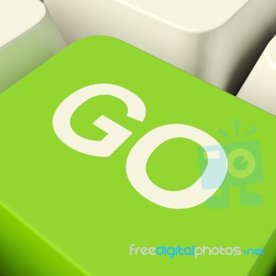 Go Computer Key In Green Stock Image