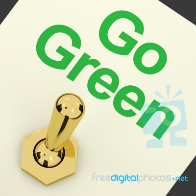 Go Green Text With Golden Switch Stock Image
