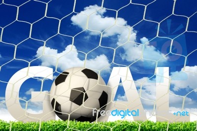 Goal. A Soccer Ball In A Net Stock Photo