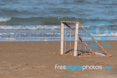 Goal On The Beach Stock Photo
