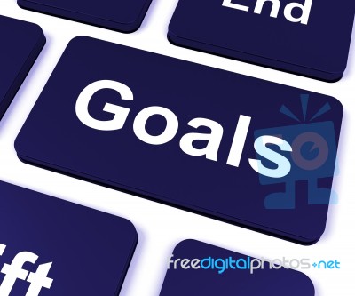 Goals Key Shows Aims Objectives Or Aspirations Stock Image