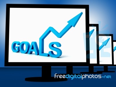 Goals On Monitors Showing Company's Targets Stock Image