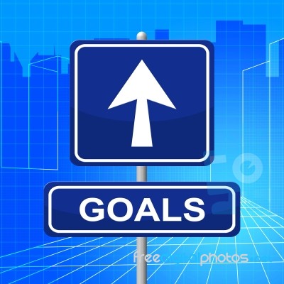 Goals Sign Represents Targeting Mission And Signboard Stock Image
