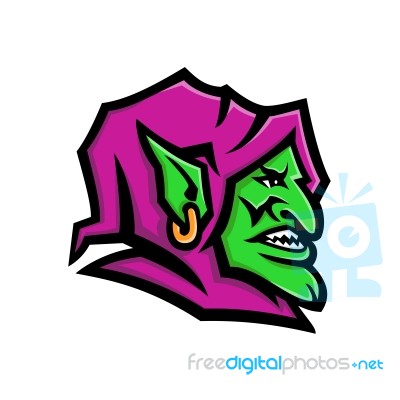 Goblin Head Mascot Stock Image