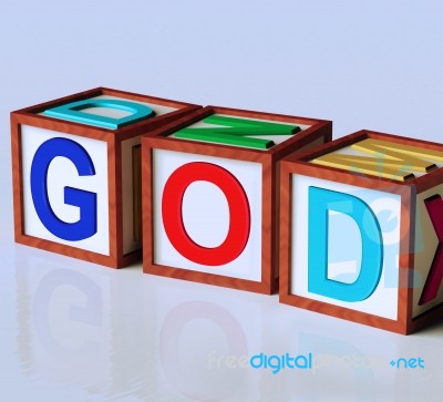 God Blocks Show Spirituality Religion And Believers Stock Image