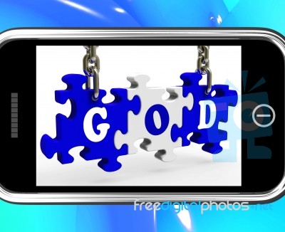God On Smartphone Showing Prayers Stock Image
