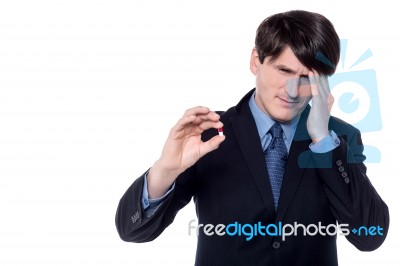 Going To Have Tablet For Head Ache! Stock Photo