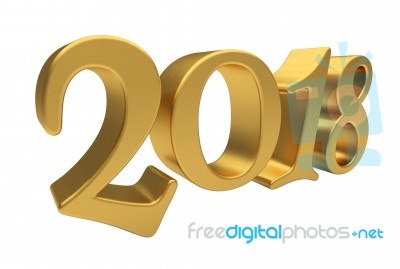 Gold 2018 Lettering Isolated Stock Image