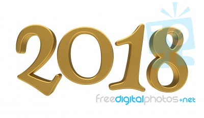 Gold 2018 Lettering Isolated Stock Image