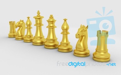 Gold Chess Pieces Stock Image