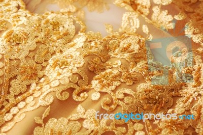 Gold Evening Dress Closeup Stock Photo