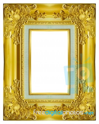 Gold Frame On The White Background Stock Photo
