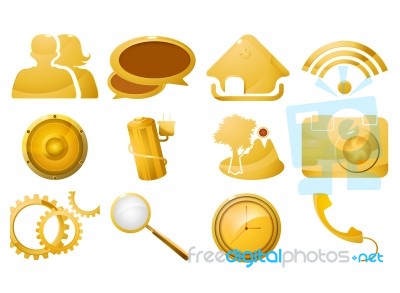 Gold Icon Set Stock Image