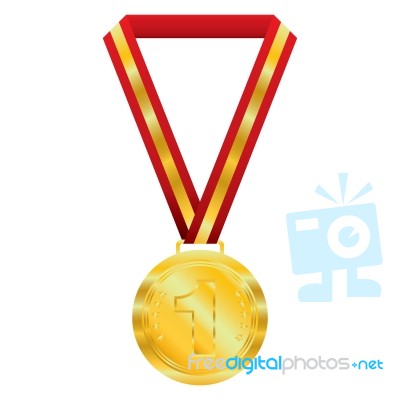 Gold Medal On White Background Stock Image