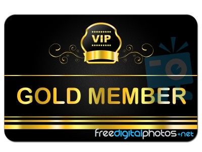 Gold Member Shows Very Important Person And Card Stock Image