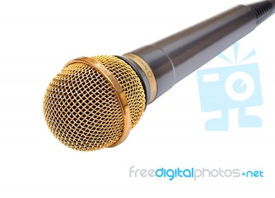 Gold Microphone Stock Photo