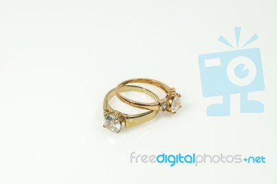 Gold Ring With Diamonds Stock Photo